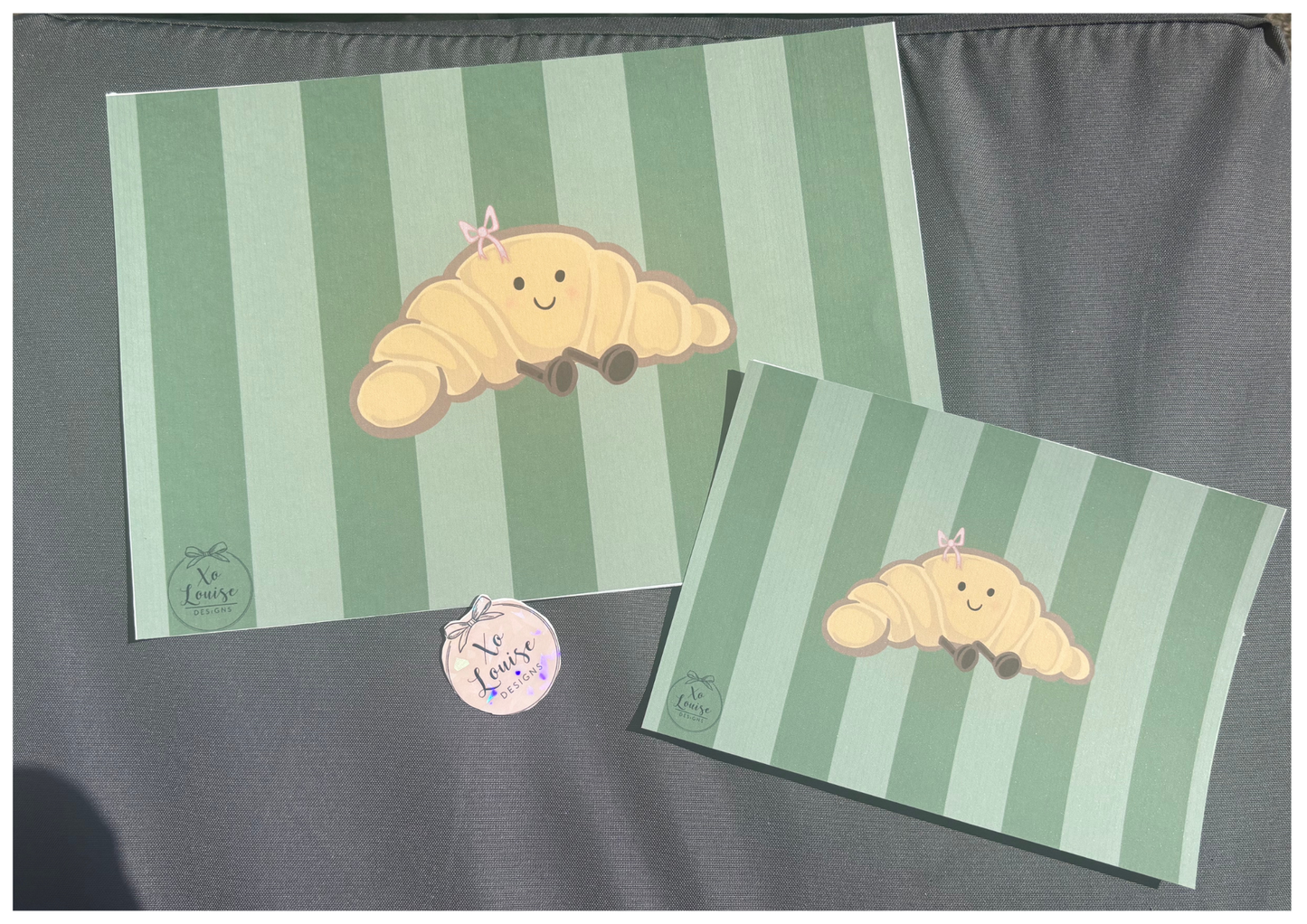 Girlie Bow Jellycat Inspired Print – Croissant Design A4 & A5 Wall Art Custom Background