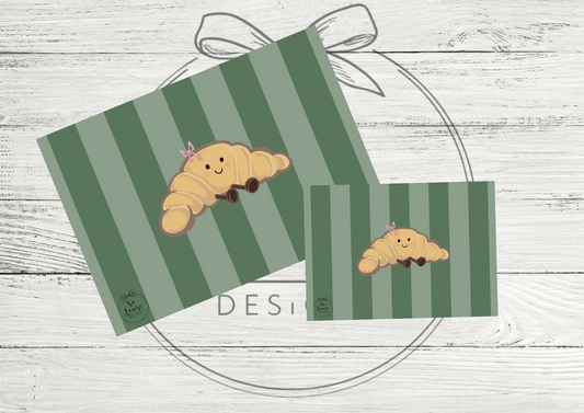 Girlie Bow Jellycat Inspired Print – Croissant Design A4 & A5 Wall Art Custom Background